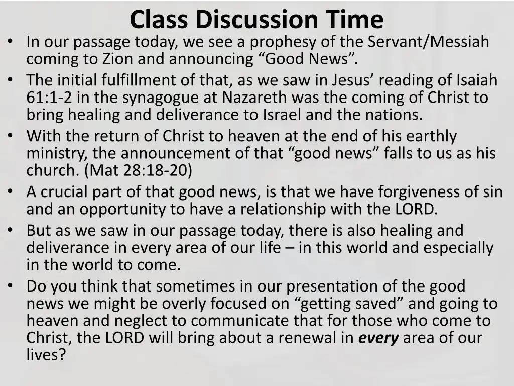 class discussion time in our passage today