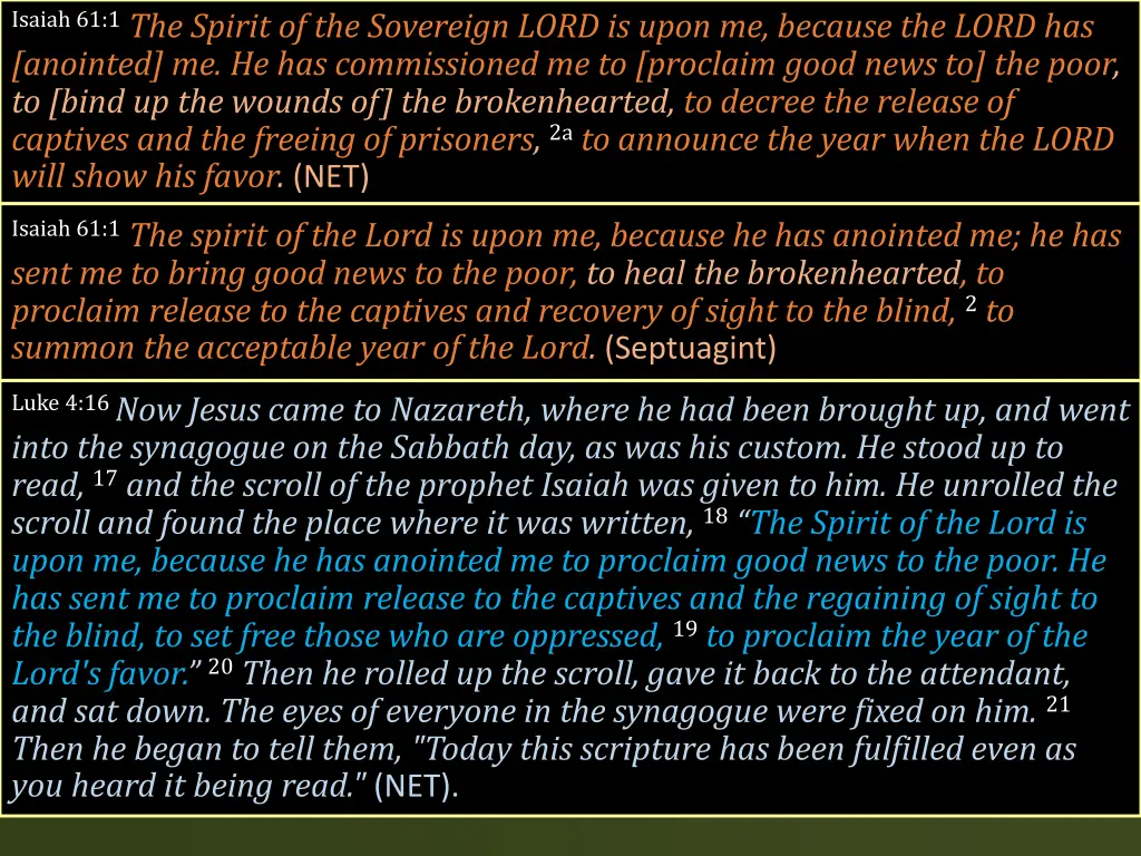 isaiah 61 1 the spirit of the sovereign lord