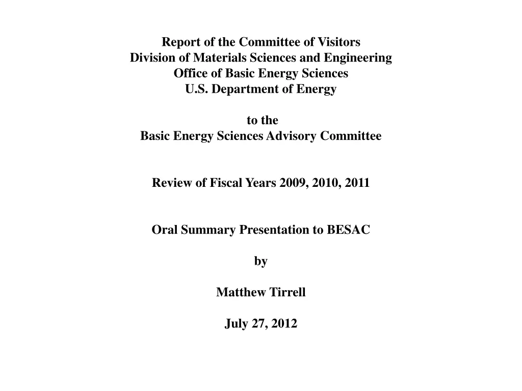 report of the committee of visitors division