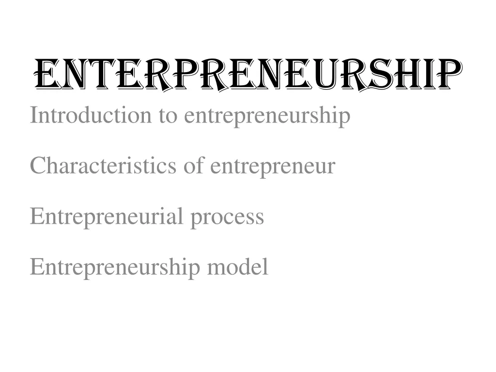 enterpreneurship introduction to entrepreneurship
