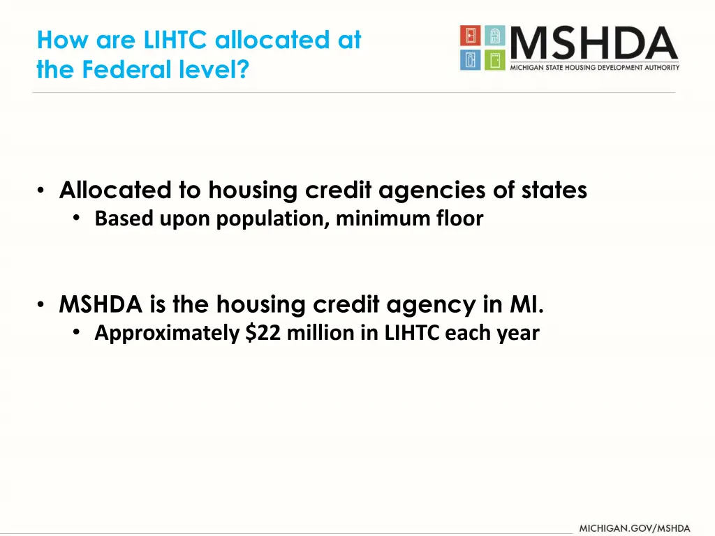 how are lihtc allocated at the federal level