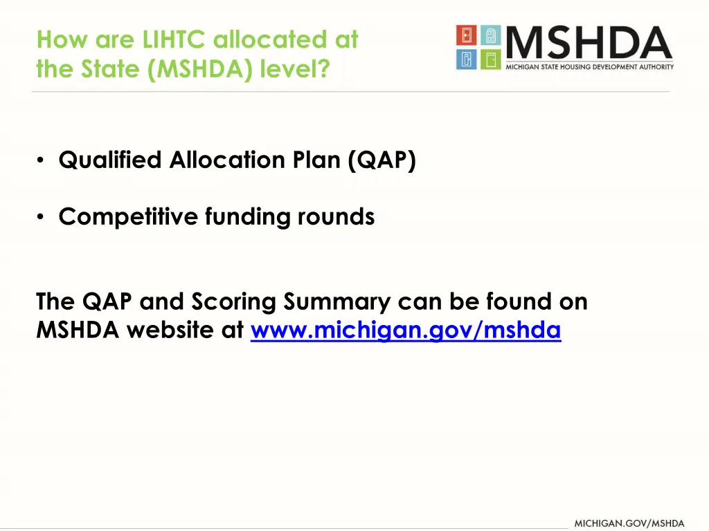 how are lihtc allocated at the state mshda level