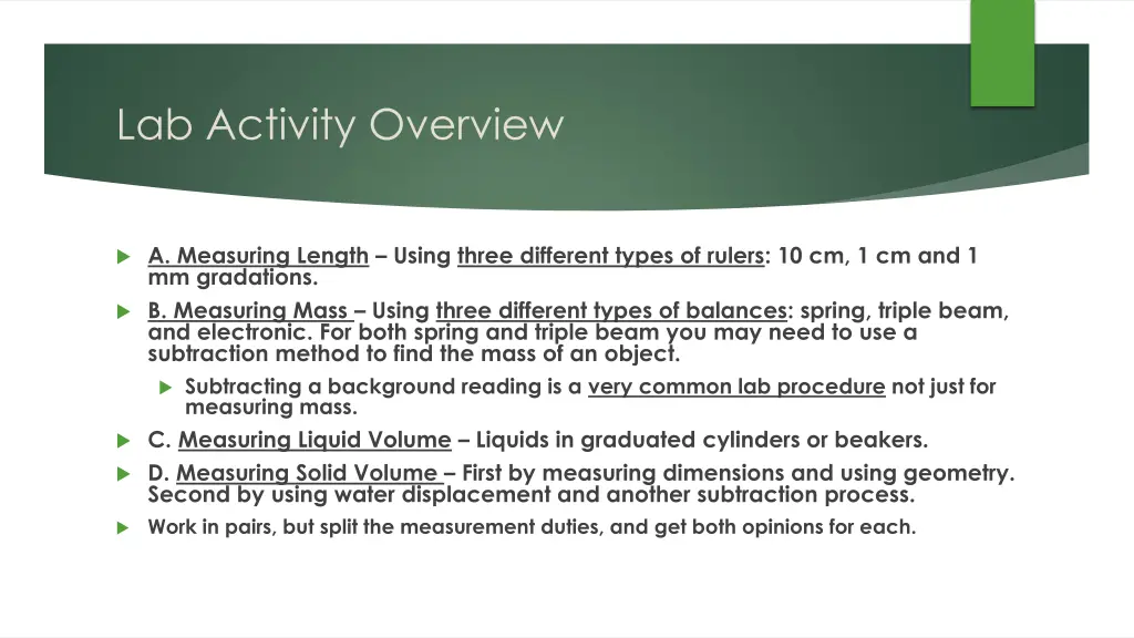 lab activity overview