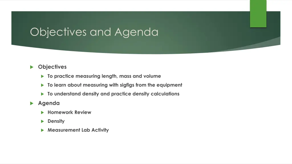 objectives and agenda