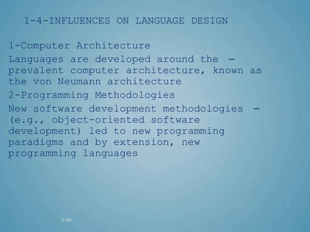 1 4 influences on language design