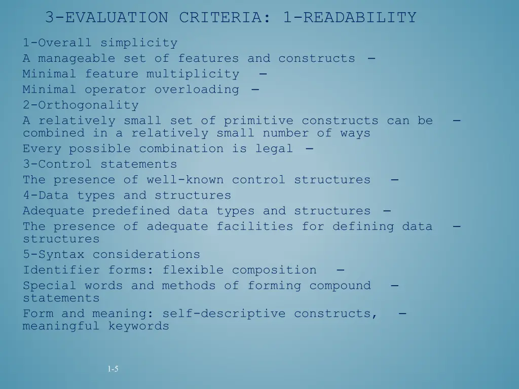 3 evaluation criteria 1 readability