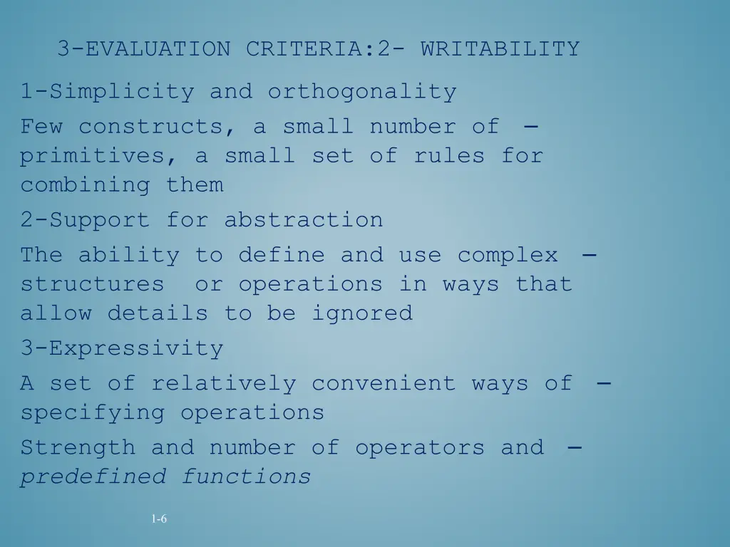 3 evaluation criteria 2 writability