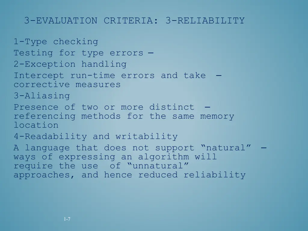 3 evaluation criteria 3 reliability
