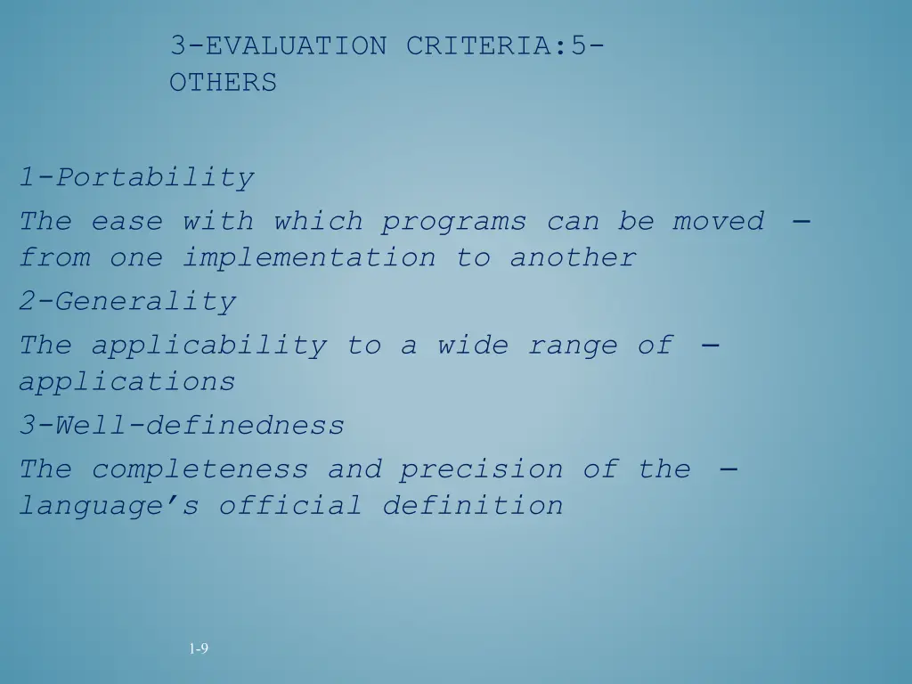 3 evaluation criteria 5 others