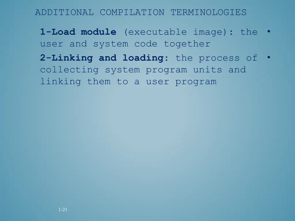 additional compilation terminologies