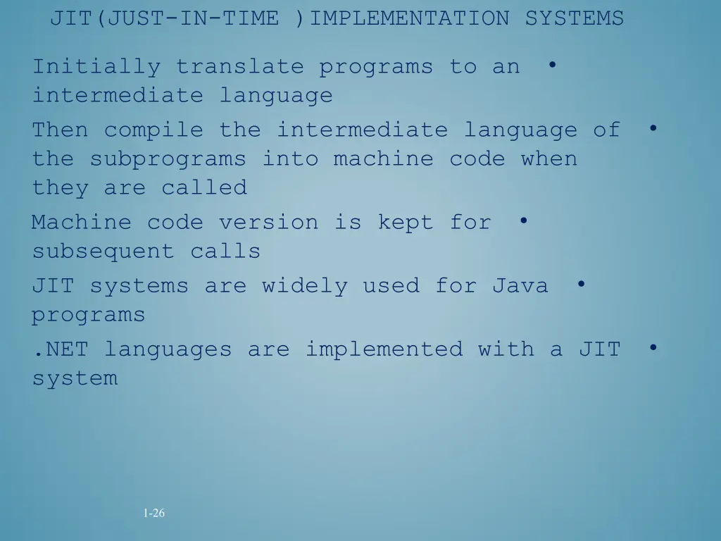 jit just in time implementation systems