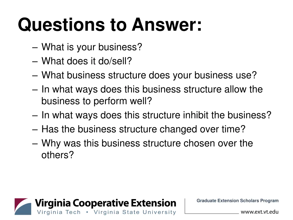 questions to answer