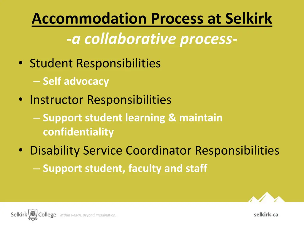 accommodation process at selkirk a collaborative