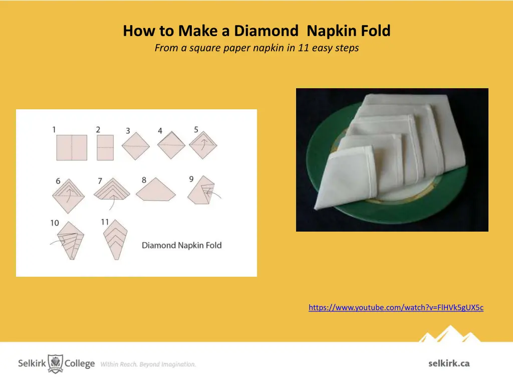 how to make a diamond napkin fold from a square