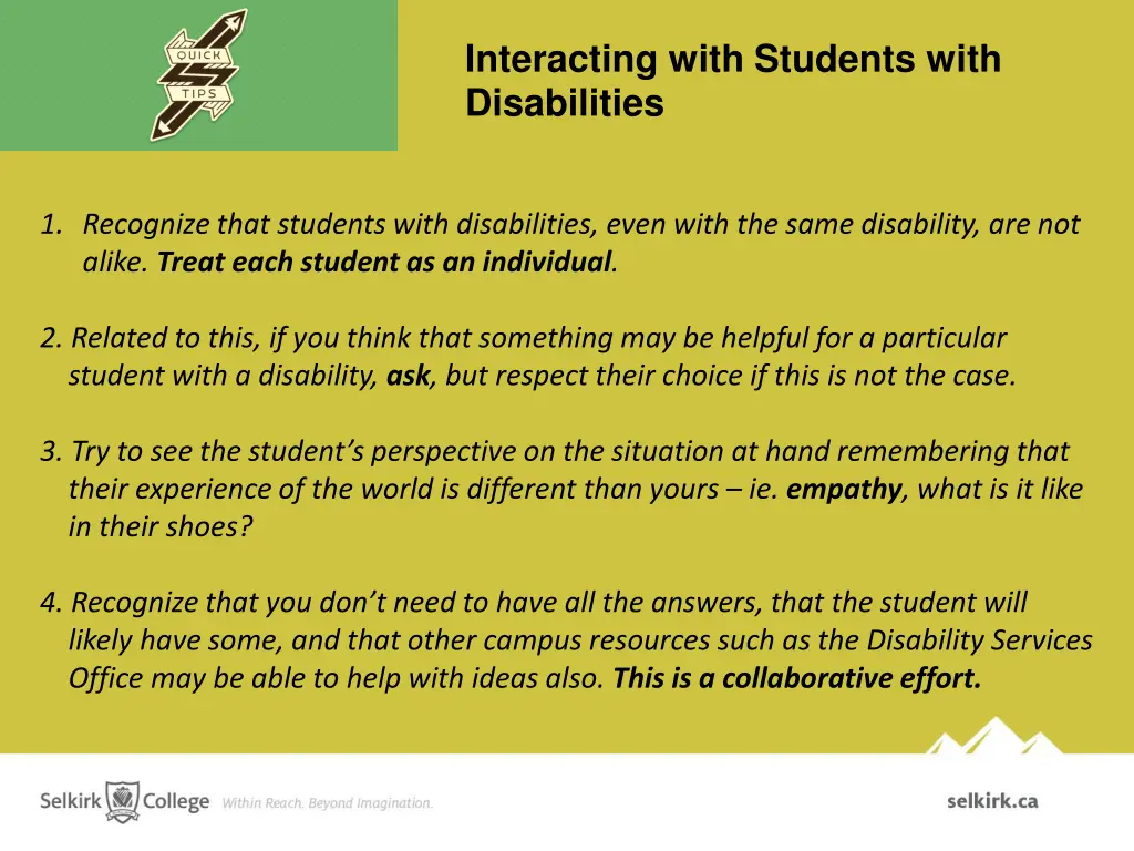 interacting with students with disabilities