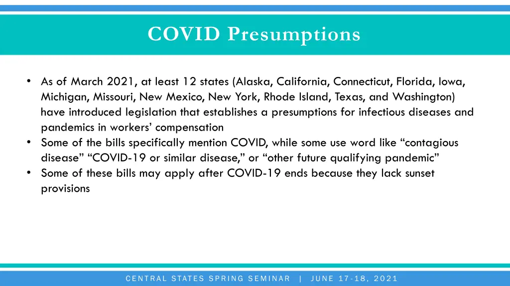 covid presumptions