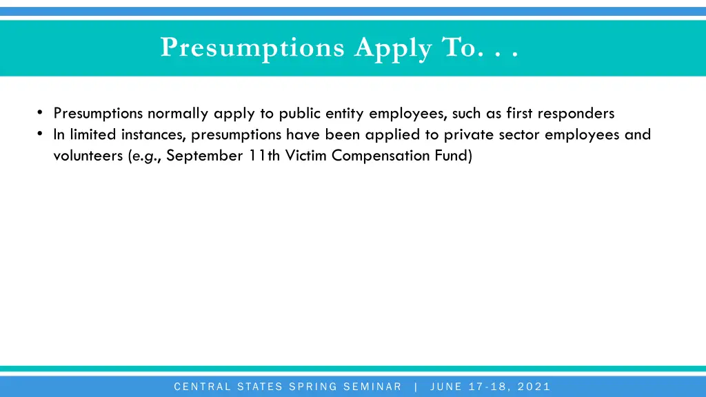 presumptions apply to