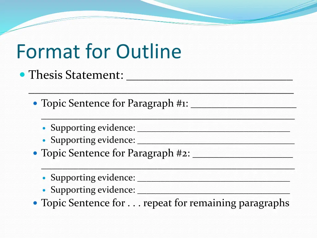 format for outline thesis statement topic