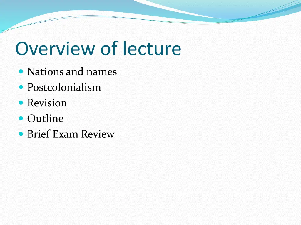 overview of lecture