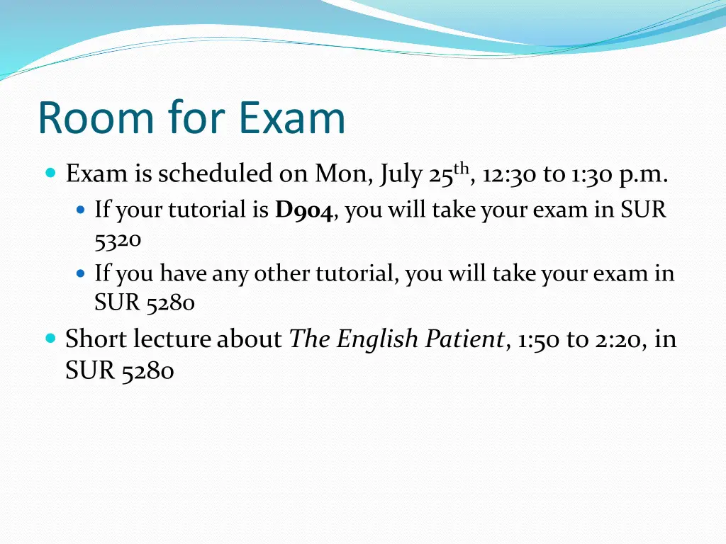 room for exam