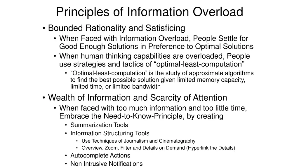principles of information overload bounded