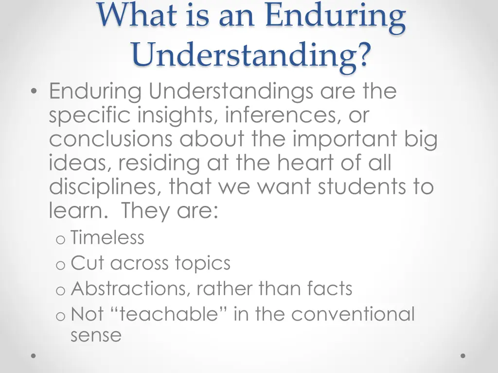 what is an enduring understanding enduring
