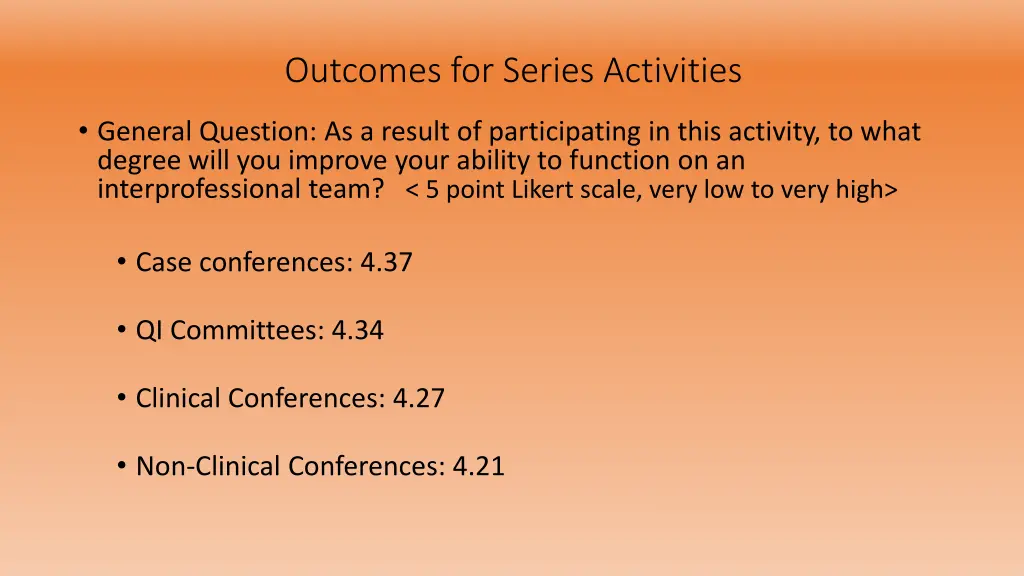 outcomes for series activities