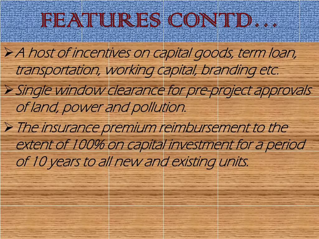 features contd