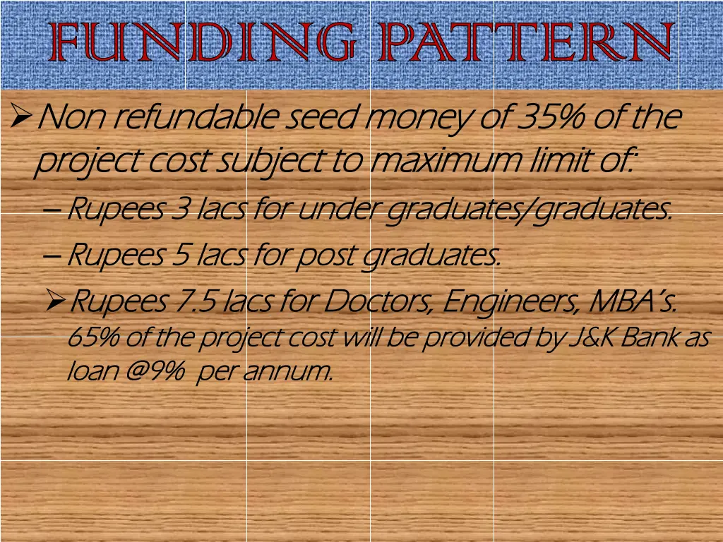 funding pattern non refundable seed money