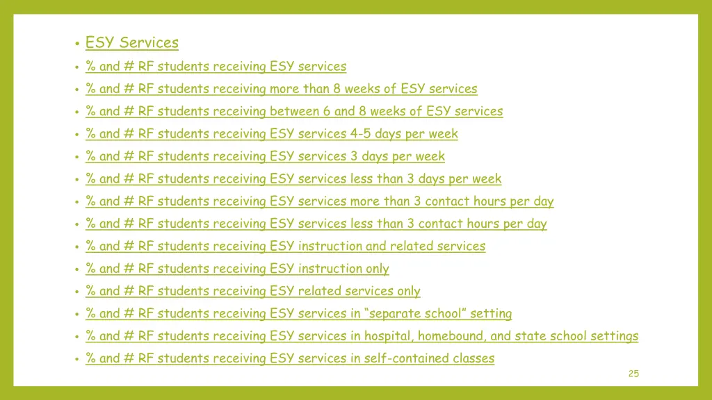 esy services and rf students receiving