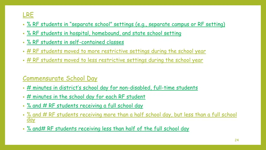 lre rf students in separate school settings
