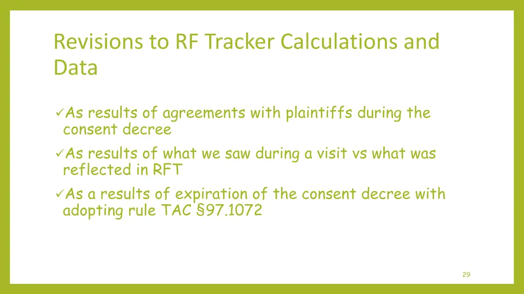 revisions to rf tracker calculations and data