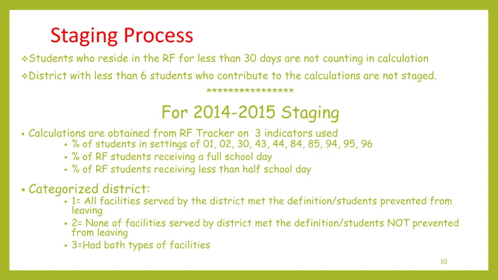staging process students who reside
