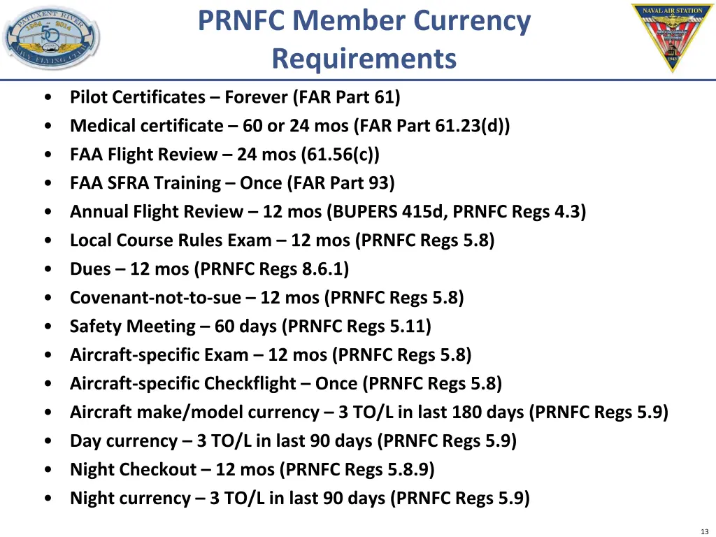 prnfc member currency requirements