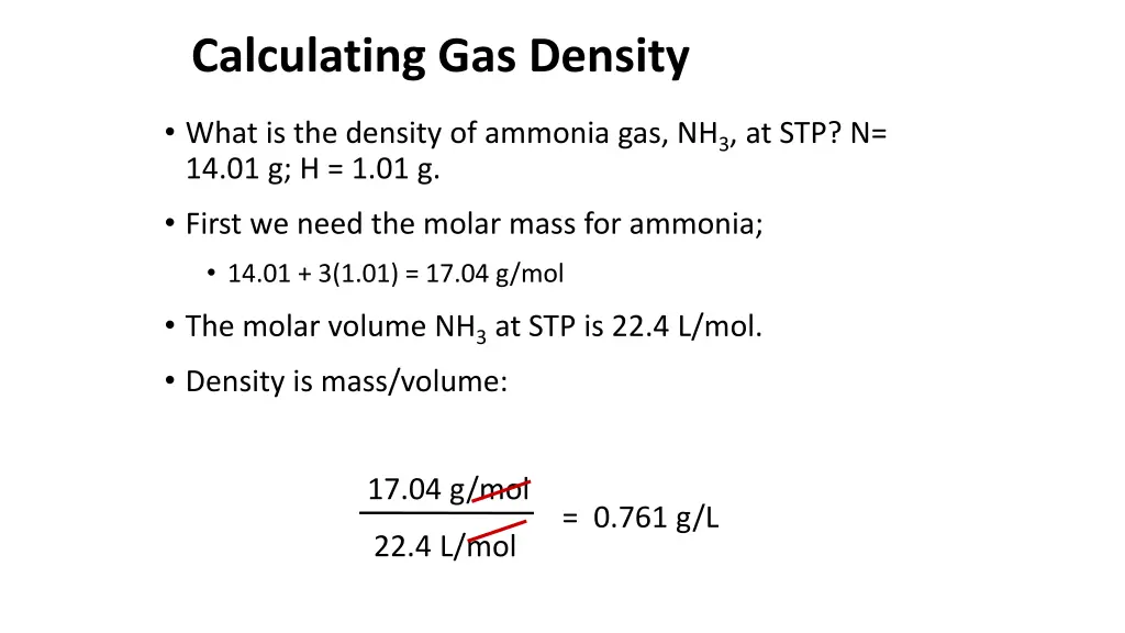 calculating gas density