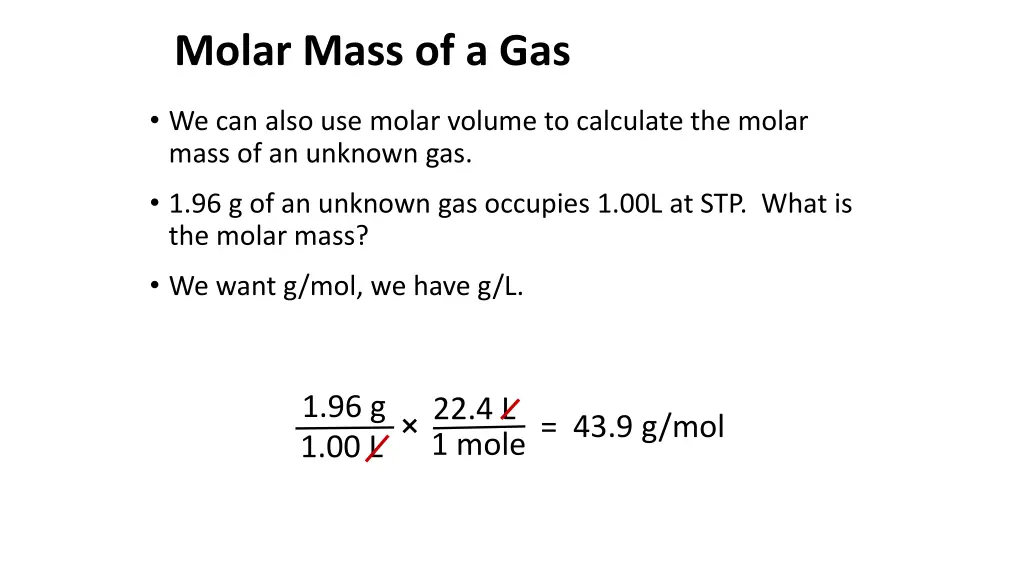 molar mass of a gas