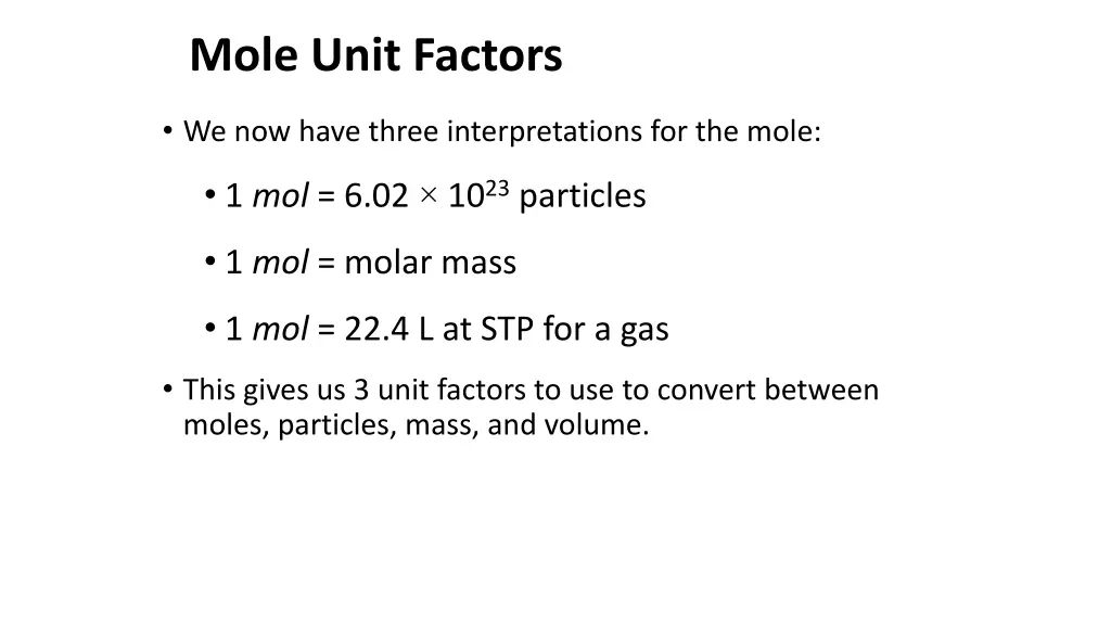 mole unit factors