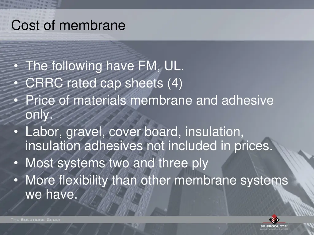 cost of membrane
