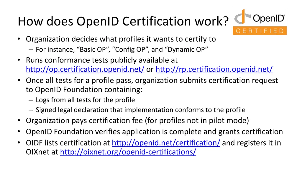 how does openid certification work