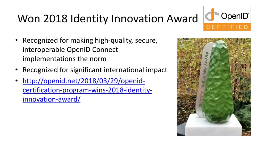 won 2018 identity innovation award