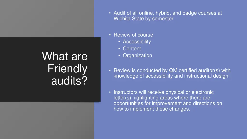 audit of all online hybrid and badge courses