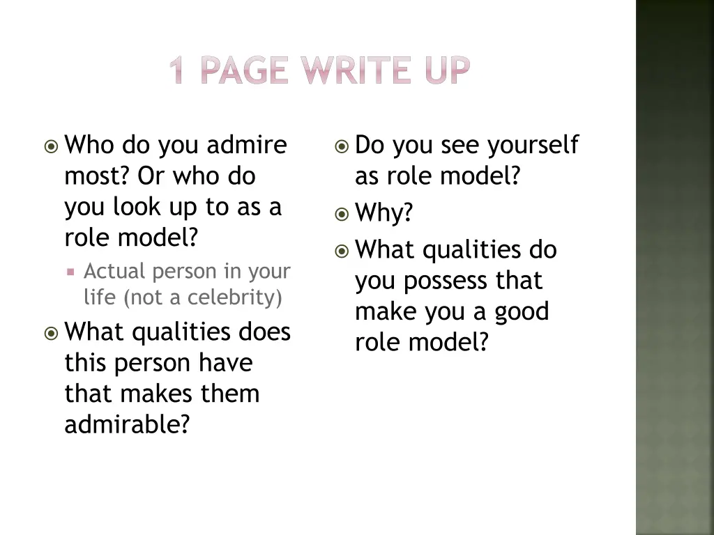 1 page write up