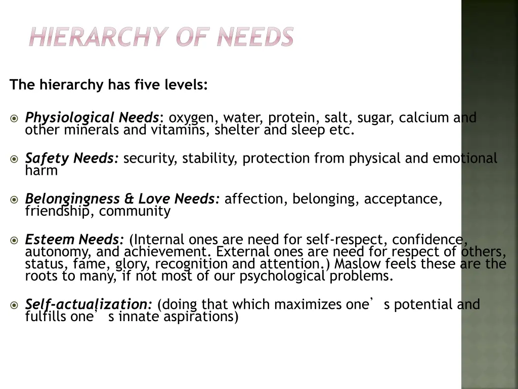 hierarchy of needs