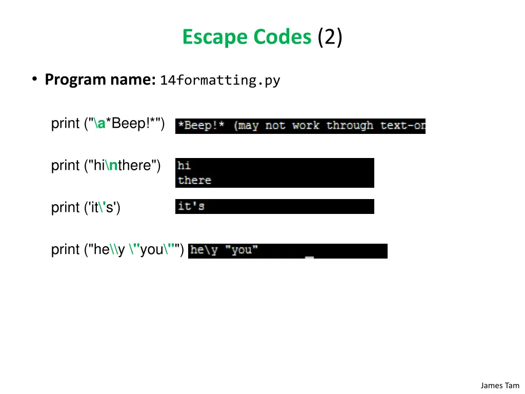 escape codes 2