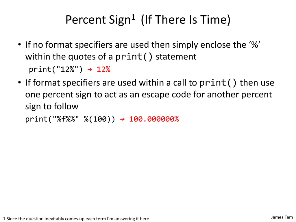 percent sign 1 if there is time