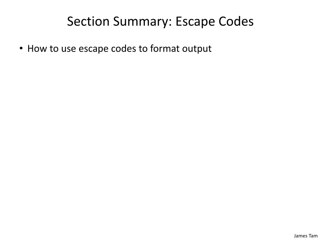 section summary escape codes