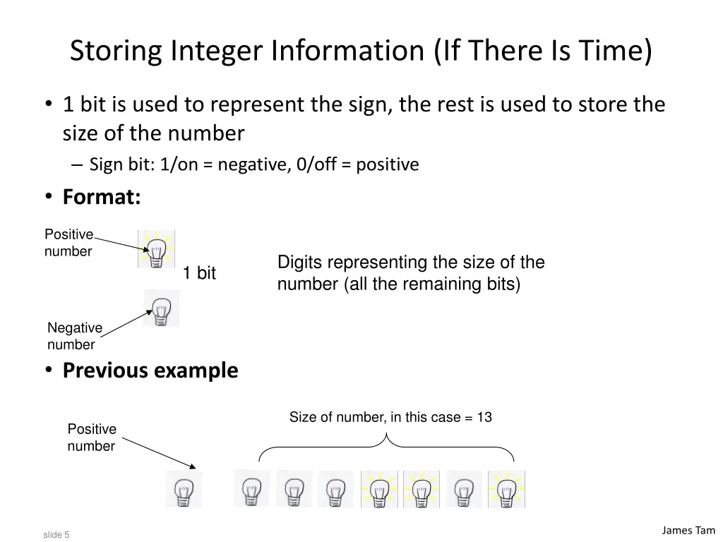 storing integer information if there is time