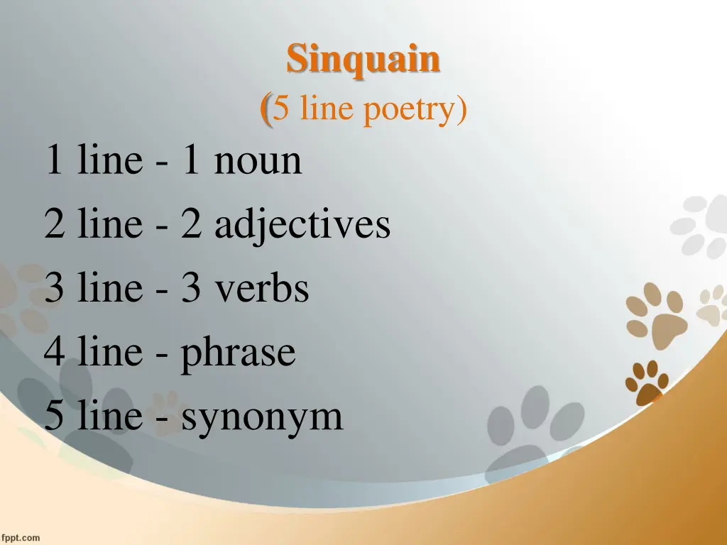 sinquain 5 line poetry