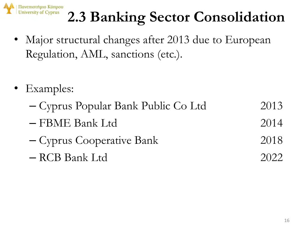 2 3 banking sector consolidation