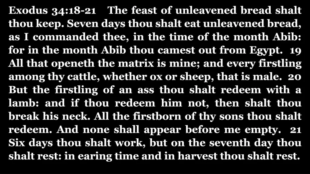 exodus 34 18 21 the feast of unleavened bread
